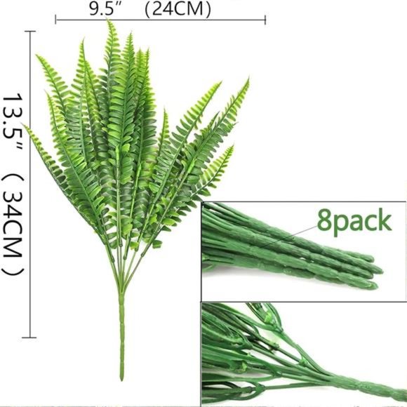 8 Bundles Fake Plants Artificial Flowers for Outdoors Summer Decor UV Resistant - Picture 2 of 7